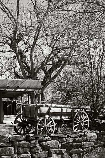 wagon and adobe house